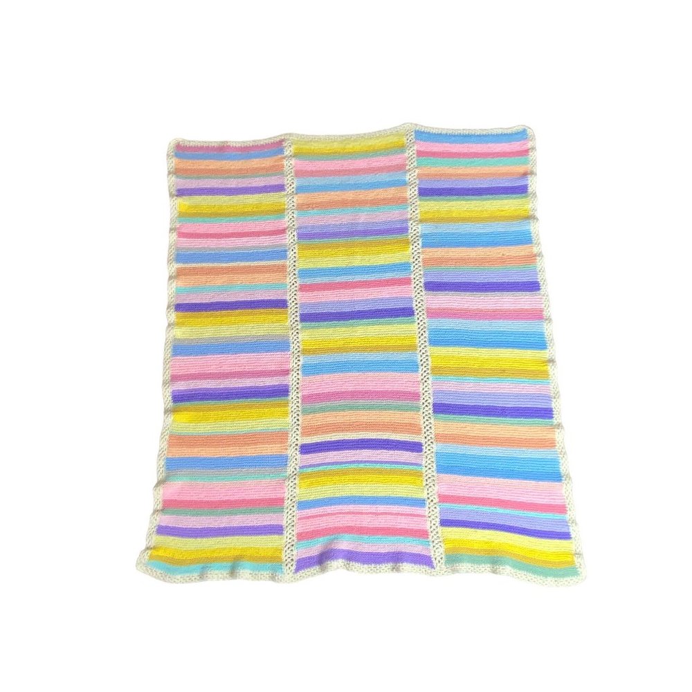 Handmade Crochet Afghan 64”x56” tight weave rainbow colors blanket throw 5x4.5 - Picture 14 of 14